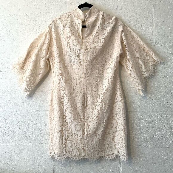 NWT Chaser Lace Mock Neck Flouncy Mini Dress Medium - Picture 5 of 7